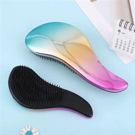 1pc Magic Anti Static Hair Brush Handle Plastic Electroplate Comb