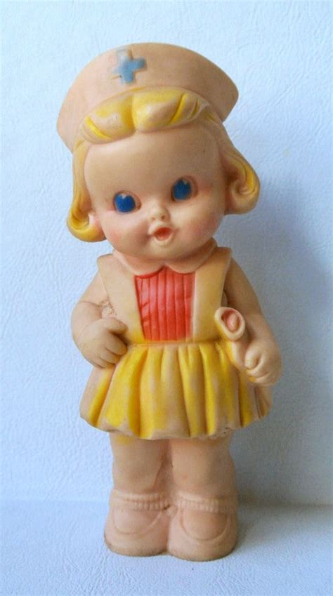 Vintage Sun Rubber Co Squeaky Nurse Doll Toy By Wallflowerantiques 2000 Doll Toys Vintage