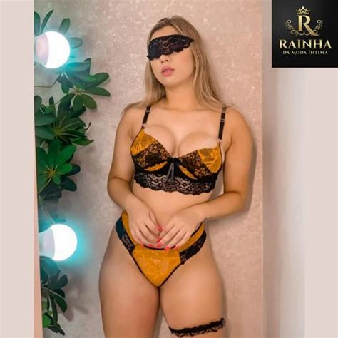 Conjunto Lingerie Sexy Feminina Amarelo Rainha Da Moda Ntima