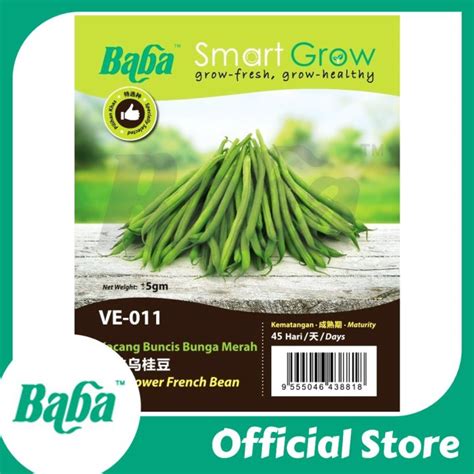 Baba Smart Grow seeds VE 011 Red Flower French Bean 乌桂豆 Benih Kacang