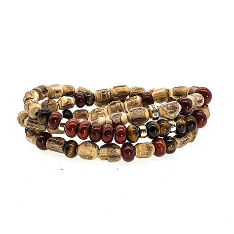 Designer 9ct Gold And Tulsi Wood Bracelet For Men UK OMMO London