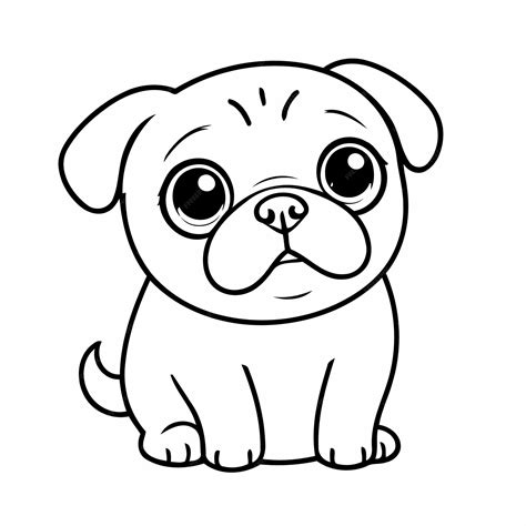 Premium Vector | Simple vector illustration of Pug outline for