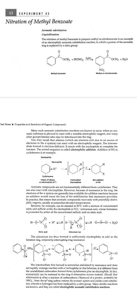 Solved H H Experiment Nitration Of Methyl Chegg