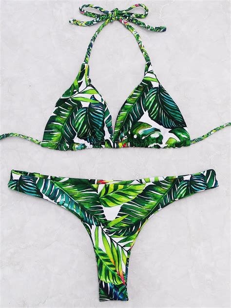 Jungle Print Triangle Bikini Set Bikinis Swimsuits Swimwear