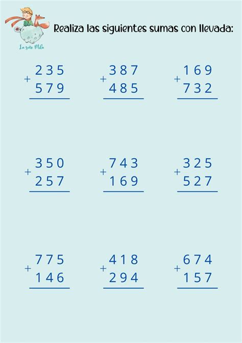 Actividad online de Sumas con llevadas para 3º Puedes hacer los