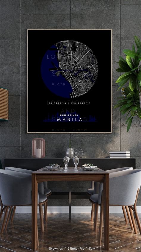 Manila Skyline Map Manila Radiance Map Of Philippines Etsy