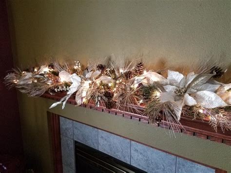 Elegant Fireplace Mantle Garland W/ Lights | Etsy | Mantle garland ...