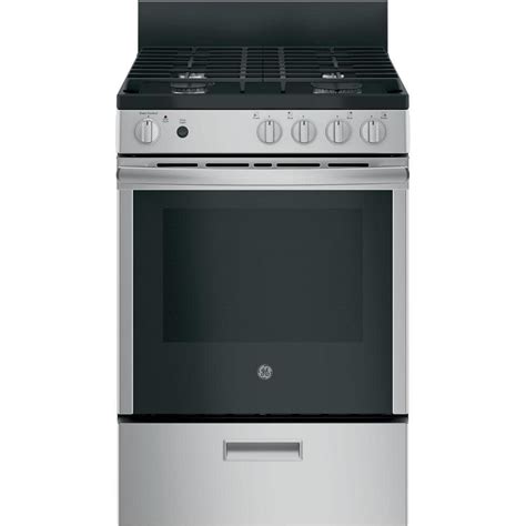 GE 24 in. 2.9 cu ft. Freestanding Gas Range in Stainless Steel ...