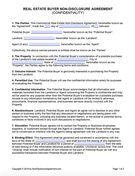 Free Real Estate Buyer (Confidentiality) Non-Disclosure Agreement | PDF