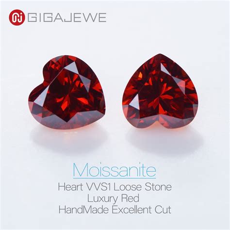 Gigajewe Red Color Best Manual Heart Cut Vvs Moissanite Loose Etsy