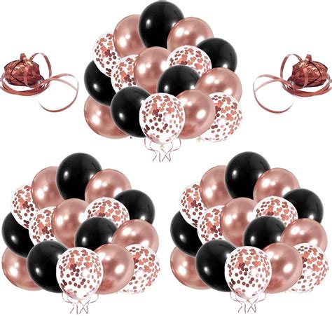 Black And Rose Gold Balloon Garland Set Happy Birthday Background For