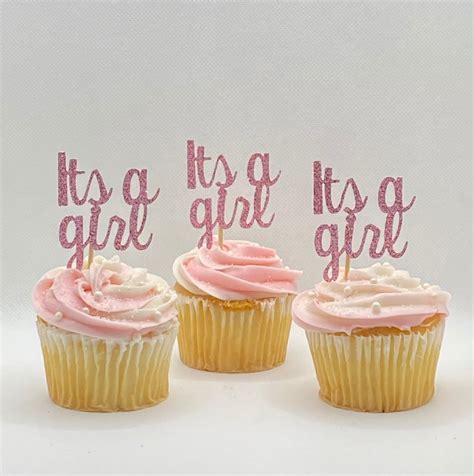 Its A Girl Cupcake Toppers Baby Shower Cupcake Toppers Etsy