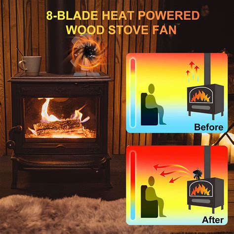 8 Blade Stove Fan Heat Powered Wood Log Burner Top Fire Burning Fan Eco