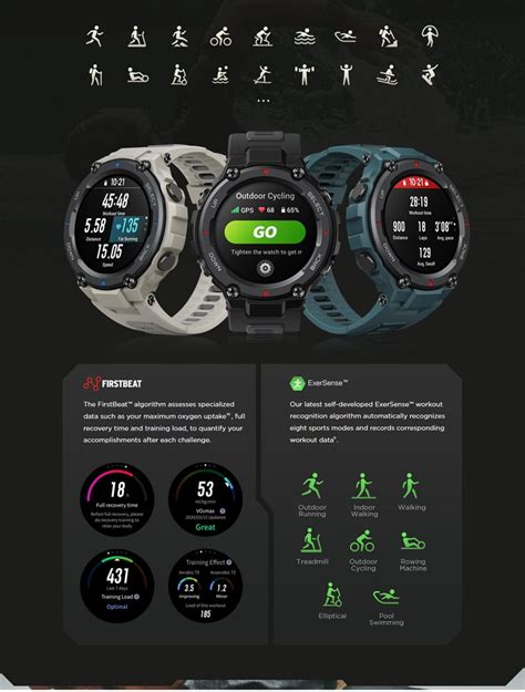 Amazfit Smartwatch T Rex Pro Steel Blue