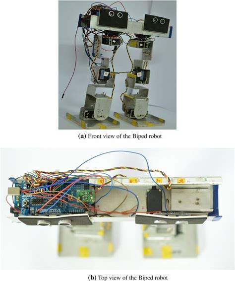 a: Front view of the Biped robot. b: Top view of the Biped robot ...