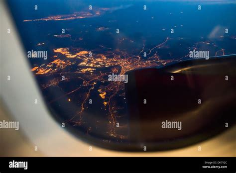 Night view Out Of Airplane Window Stock Photo - Alamy