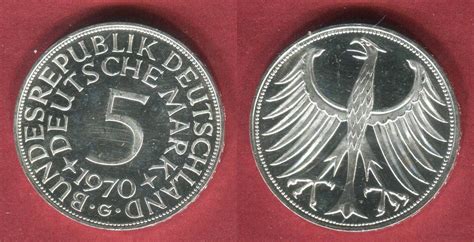 Bundesrepublik Deutschland 5 DM Silber Kursmünze 1970 G Silberadler