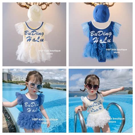 Girls Swimsuit Baby Bikini With Cute Round Hat BOI G Shopee Malaysia