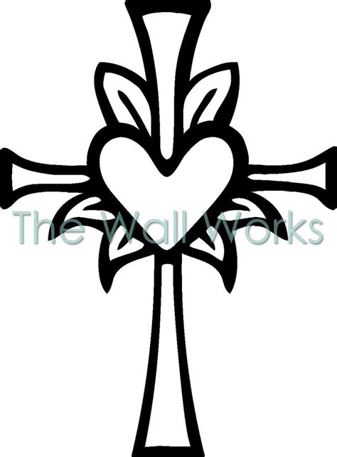 Cross With Heart Wall Sticker Vinyl Decal The Wall Works