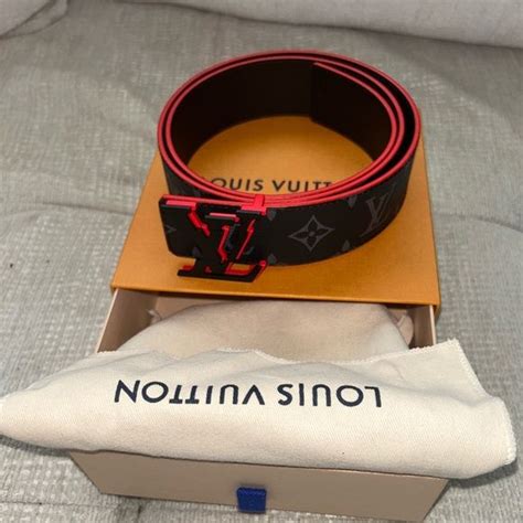 Black And Red Mens LV Broken 40MM Reversible Belt Gorras Negras