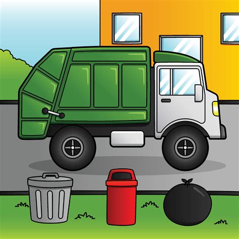 Garbage Truck Cartoon Colored Vehicle Illustration 6458206 Vector Art ...