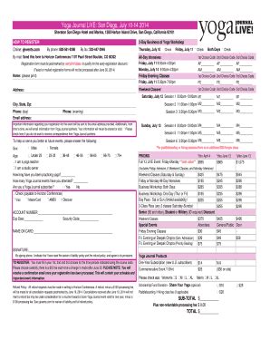 Fillable Online Printable Registration Form Yoga Journal LIVE Fax