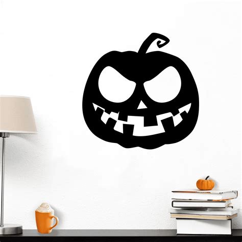 Vinyl Wall Art Decal - Scary Pumpkin - 23" x 23" - Fun Spooky Halloween Seasonal Decoration ...