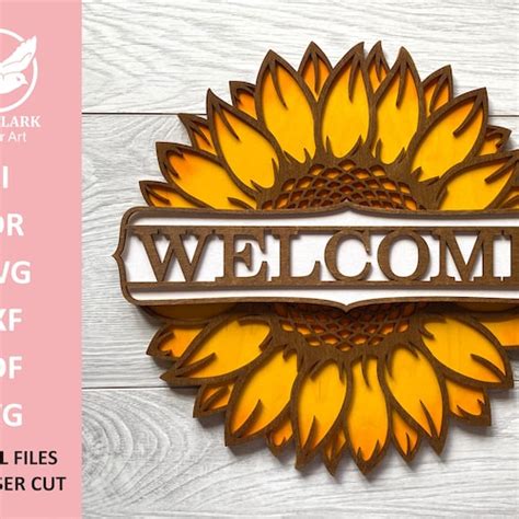 Sunflower Welcome Sign Svg Multi Layer Assemble And Non Etsy