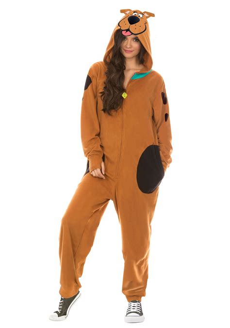 Womens Scooby Doo Hooded One Piece Costume Pajamas