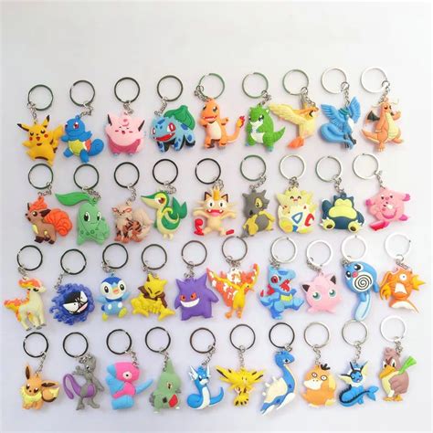 Pvc Anime Pokemon Keychain Cartoon Double Side Pocket Monsters Key Ring