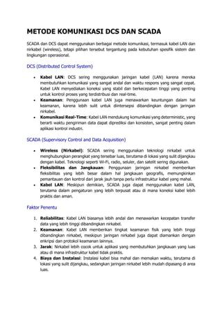 Perbedaan SCADA Supervisory Control And Data Acquisition Dan DCS