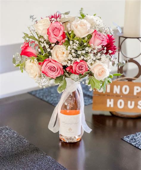 Wine Bottle Flower Bouquet Wine Bottle Flowers Birthday Flowers