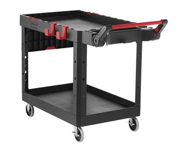 Rubbermaid Black Adaptable Heavy Duty Medium Two Shelf Utility Cart For