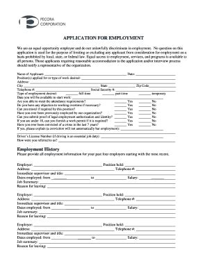 Fillable Online Employment Application Form Pdf Pecora Fax Email