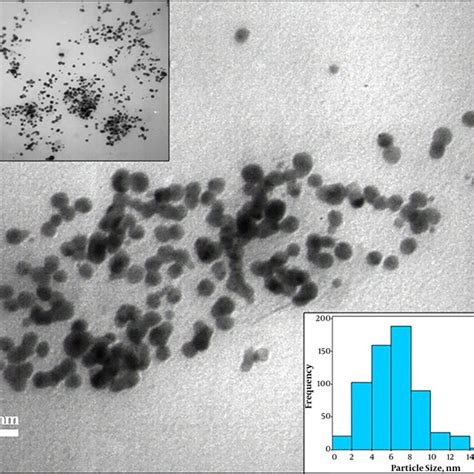 Tem Images And Histogram Of Silver Nanoparticles Size Distribution