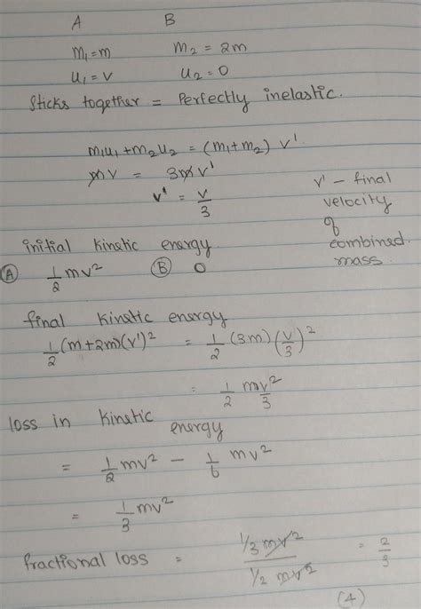 26 A Particle Of Mass M Moving With Velocity V Strikes A Stationary