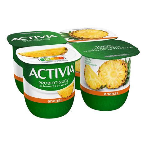 ACTIVIA Probiotiques Yaourts Aux Fruits Bifidus Ananas 4x125g 4x125g