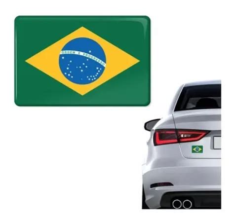 Adesivo Emblema Resinado Bandeira Do Brasil Parcelamento Sem Juros