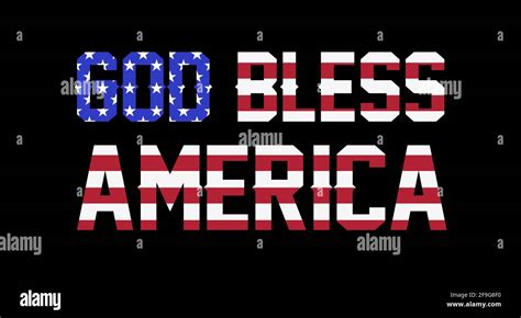 God Bless America Lettering With American Flag Flat Vector