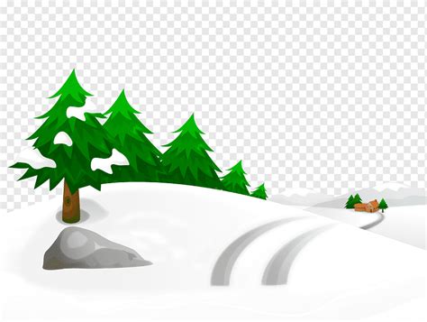 Green Tree Illustration Snow Winter Illustration Snowy Winter Ground With Trees And House