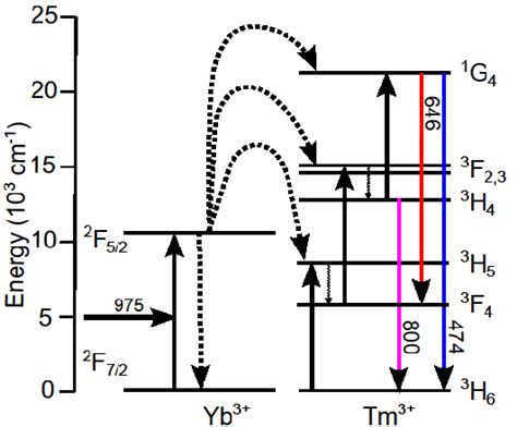 Fig S1 Schematic Energy Level Diagrams Of The Yb 3 And Tm 3 Ions And