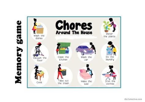 Household Chores Memory Game English Esl Powerpoints