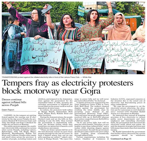 Dawn Epaper Aug Tempers Fray As Electricity Protesters