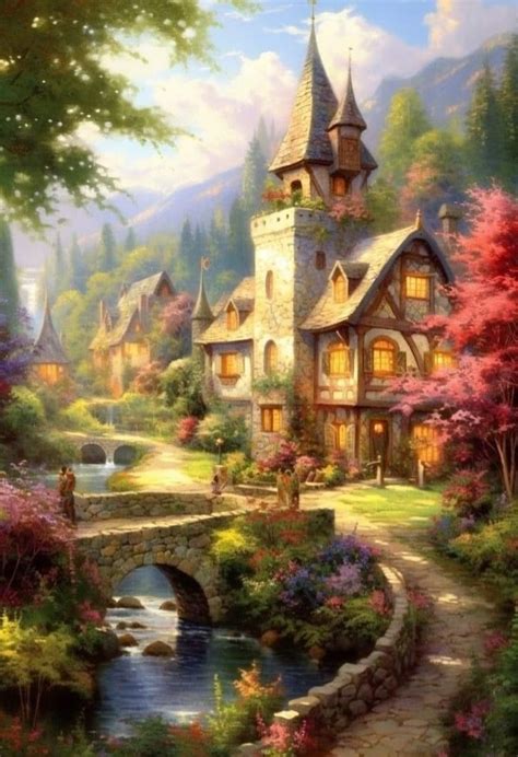 Fantasy Cottage Galaxy Beautiful Fantasy Art Fantasy Artwork