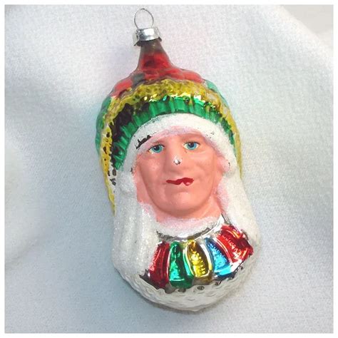 S West Germany Indian Chief Glass Christmas Ornament Ruby Lane