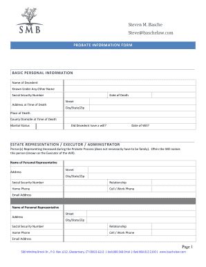 Fillable Online Probate Information Form Fax Email Print PdfFiller