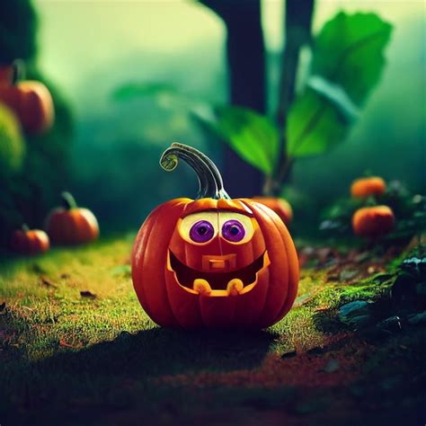 Premium AI Image | Cute halloween pumpkins in autumn park