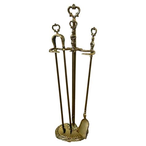 Attractive Brass Fireside Companion Set, Fireside Tools For Sale at 1stDibs