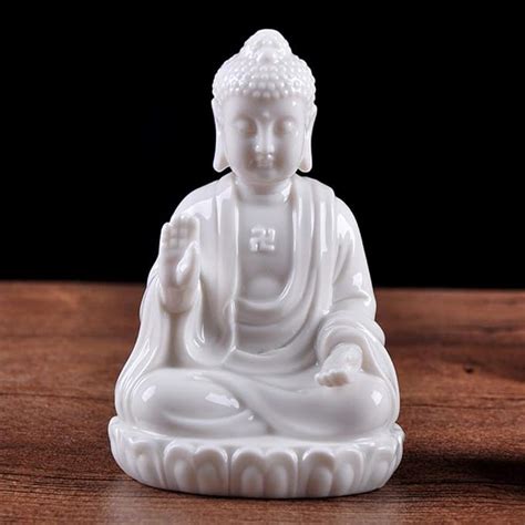 Nykk Buddha Stone White Ceramic Handmade Buddha Statue In Blessing