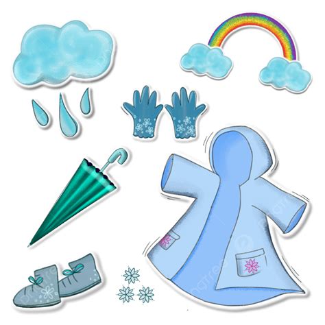 Cute Isolated Rain Stuff Sticker Pack Rain Rain Stuff Rain Sticker